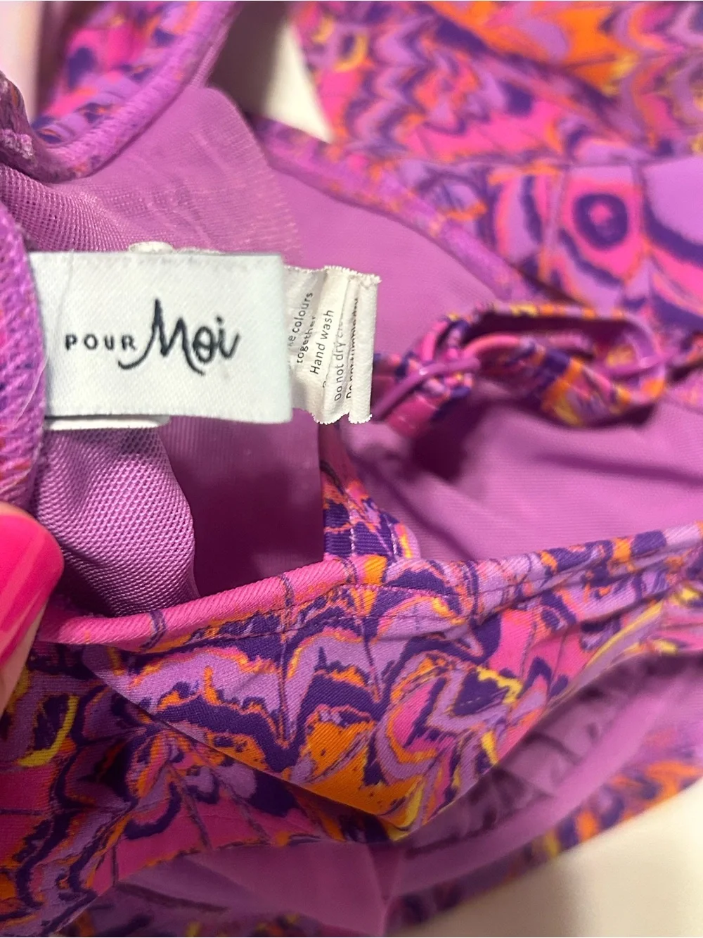 Pour Moi Ruffled Purple & Orange Print Bikini Top - Women Swim Bikini